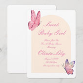 INVITATION ÉLÉGANTE BOUTEILLE ROSE BÉBÉ DOUCHE FILLE BÉBÉ (Devant / Derrière)