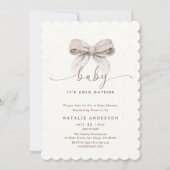 Invitation Elégante Bow blanche Il fait froid Baby shower ext (Devant)