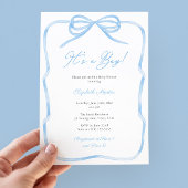 Invitation Elégante Bow Bleu Lumière C'Est Une Fête Baby show