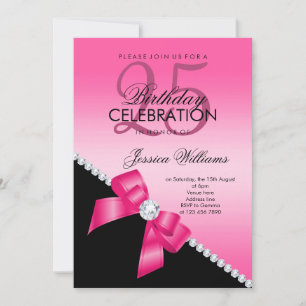Invitation Elégante Bow Diamond, Hot Rose & Black Anniversair