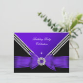 Invitation Élégante Bow Diamond violet fête d'anniversaire 2 (Debout devant)