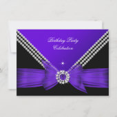 Invitation Élégante Bow Diamond violet fête d'anniversaire 2 (Devant)