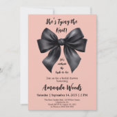 Invitation Elégante Bow noir sur Fête des mariées rose pastel (Devant)