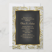 Invitation Elégante Bow Or & Floral Swirl 50e anniversaire (Dos)