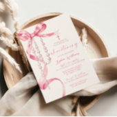 Invitation Elégante Bow rose & Rosary Christening