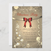 Invitation Elégante Bow rouge, Arbre Balls Compagnie Noël (Devant)