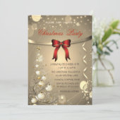 Invitation Elégante Bow rouge, Arbre Balls Compagnie Noël (Debout devant)