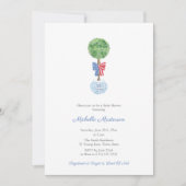 Invitation Élégante Boxwood Red Blue Bow Boy Baby shower Part (Devant)