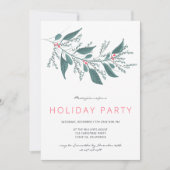 Invitation Élégante branche de mistletoe rose verte Fête de v (Devant)