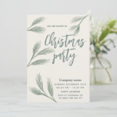 Invitation Elégante branche de pin aquarelle fête de Noël (Debout devant)