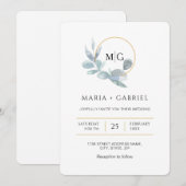Invitation Elégante branche de verdure. Mariage (Devant / Derrière)