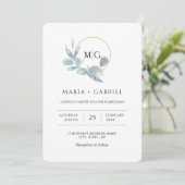Invitation Elégante branche de verdure. Mariage (Debout devant)