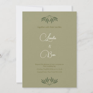 Invitation Élégante branche d'olivier en mariage couleur saug