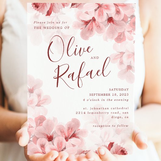 Invitation Élégante Branche Sakura Printemps moderne