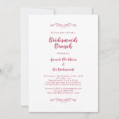Invitation Élégante Bridal Brunch Bridesmaitres Magenta Red C (Devant)