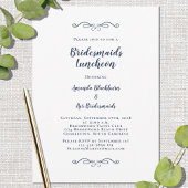 Invitation Élégante Bridal Luncheon Bridesmaiers Chic Navy Bl