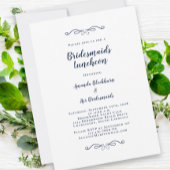 Invitation Élégante Bridal Luncheon Bridesmaiers Chic Navy Bl