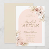Invitation Elegante bridal  shower con flores de Boho (Devant / Derrière)