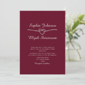 Invitation Elégante Burgundy Argent Mariage Invite (Debout devant)