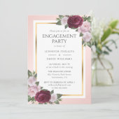 Invitation Elégante Burgundy Gold Blush (Debout devant)