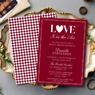 Invitation Élégante Burgundy L'amour est dans l'air Salle de 