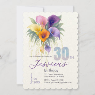 Invitation Elégante Calla Lily 30e anniversaire Jalon