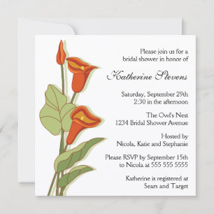 Invitation Elégante Calla Lily en Fête des mariées orange