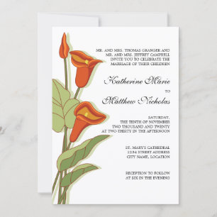 Invitation Elégante Calla Lily en Mariage orange