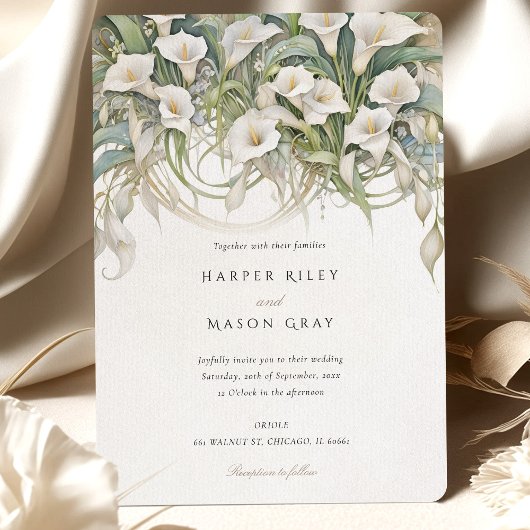 Invitation Elégante Calla Lily Mariage délicieuse Flore Paste