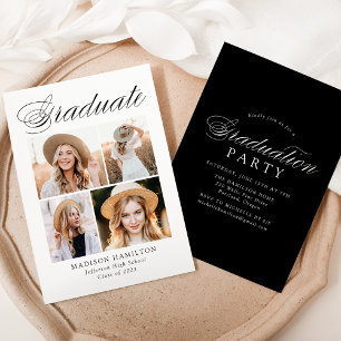 Invitation Élégante calligraphie 4 Parti de graduation photo