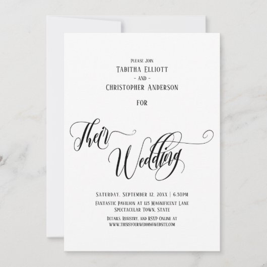 Invitation Élégante Calligraphie à torsion Leur Mariage Simpl (Devant)