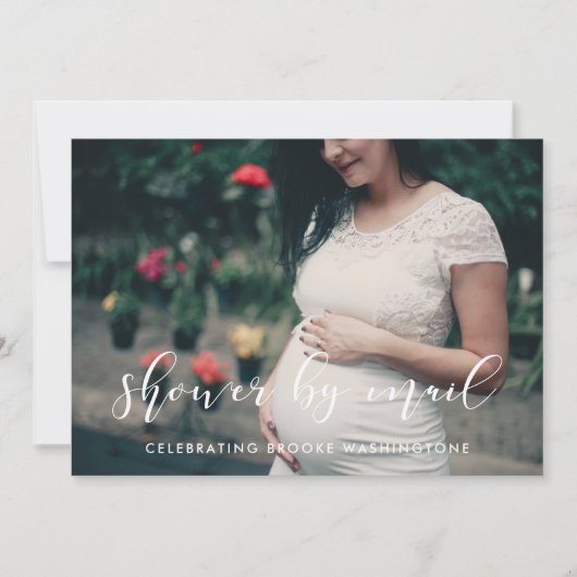 Invitation Elégante calligraphie Baby shower par mail photo (Devant)