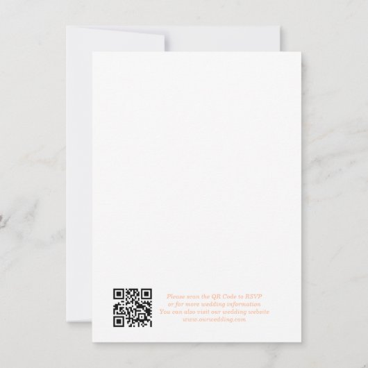 Invitation Élégante calligraphie blanc Pêche Mariage QR Code (Dos)