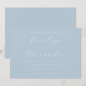 Invitation Élégante Calligraphie Bleue Sérène (Devant / Derrière)