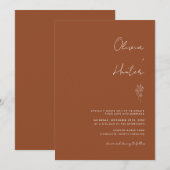 Invitation Élégante calligraphie Boho Terracotta Mariage (Devant / Derrière)