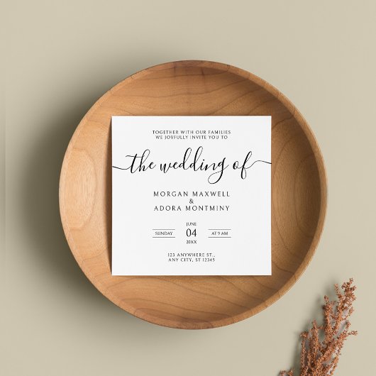 Invitation Élégante calligraphie Carré classique Mariage