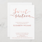 Invitation Élégante calligraphie chic minimaliste or rose (Devant / Derrière)