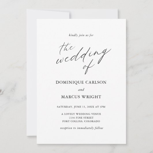 Invitation Élégante Calligraphie Chic Simple Tout En Un Maria (Devant)