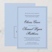 Invitation Élégante calligraphie Classic Bordure Bleue Mariag (Devant / Derrière)