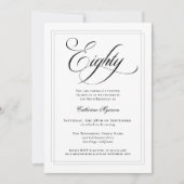 Invitation Élégante calligraphie Classique 80e fête d'anniver (Devant)
