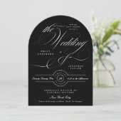 Invitation Élégante calligraphie classique Arche Mariage Crav (Debout devant)