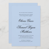 Invitation Élégante calligraphie Classique Dusty Blue Mariage (Devant / Derrière)