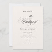 Invitation Élégante calligraphie classique Mariage chic (Devant)