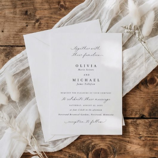 Invitation Élégante Calligraphie Classique Mariage Formel