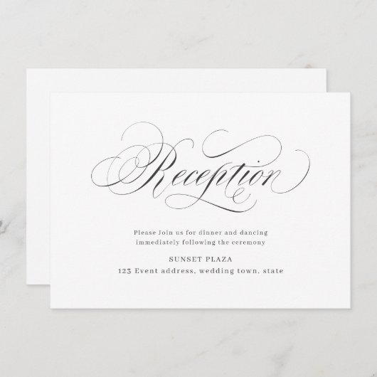 Invitation Elégante calligraphie classique mariage réception (Devant / Derrière)