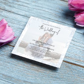 Invitation Élégante calligraphie classique simple bleu photo