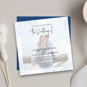 Invitation Élégante calligraphie classique simple bleu photo