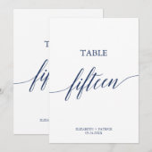 Invitation Élégante calligraphie de la marine Tableau 15 Numé (Devant / Derrière)