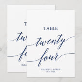 Invitation Élégante calligraphie de la marine Tableau 24 Numé (Devant / Derrière)