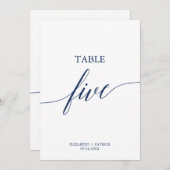 Invitation Élégante calligraphie de la marine Tableau Cinq Nu (Devant / Derrière)